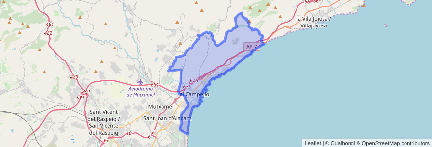 Mapa de ubicacion de el Campello.