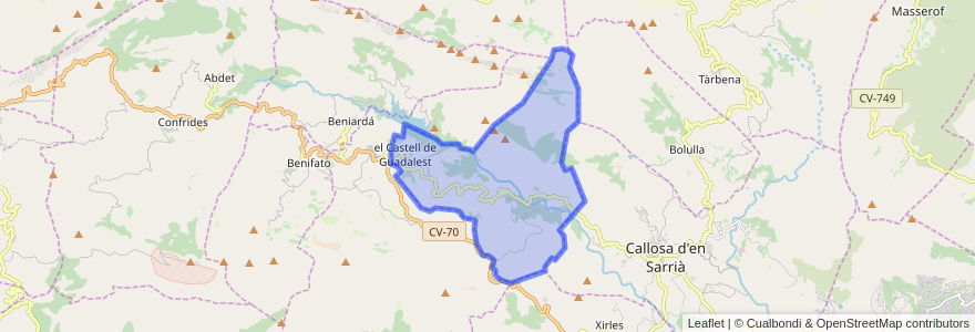 Mapa de ubicacion de el Castell de Guadalest.