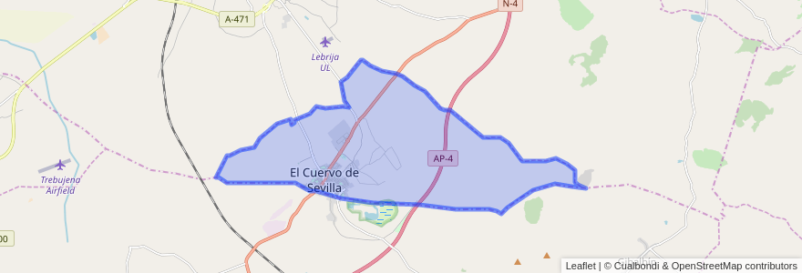 Mapa de ubicacion de El Cuervo de Sevilla.