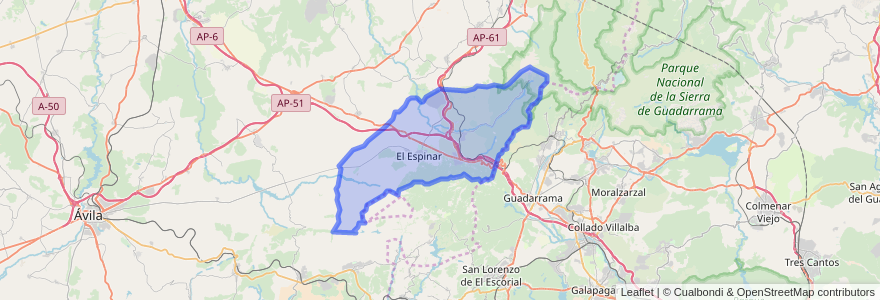 Mapa de ubicacion de El Espinar.