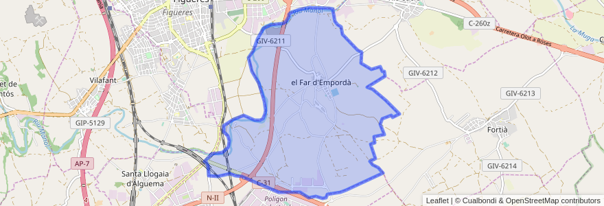 Mapa de ubicacion de el Far d'Empordà.