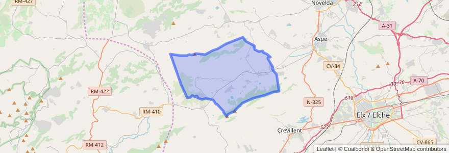 Mapa de ubicacion de el Fondó de les Neus / Hondón de las Nieves.