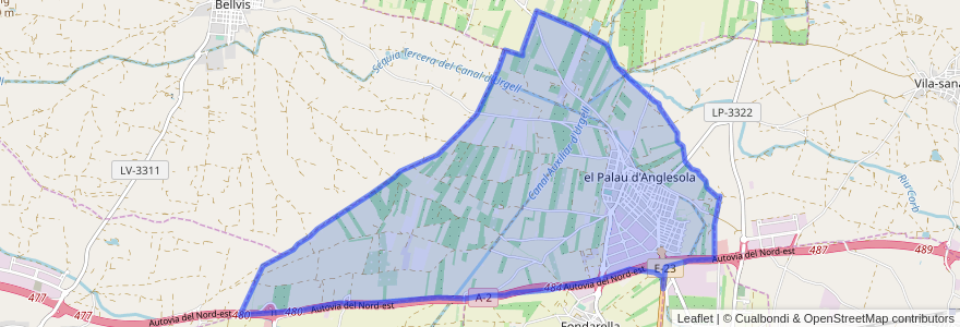 Mapa de ubicacion de el Palau d'Anglesola.