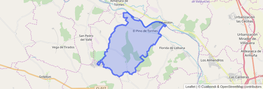 Mapa de ubicacion de El Pino de Tormes.