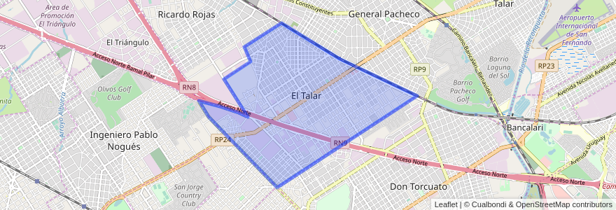 Mapa de ubicacion de El Talar.