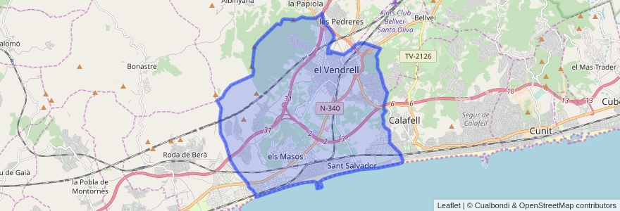 Mapa de ubicacion de el Vendrell.