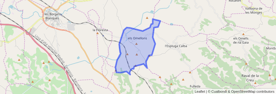 Mapa de ubicacion de els Omellons.