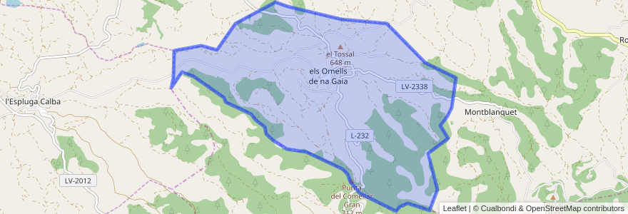 Mapa de ubicacion de els Omells de na Gaia.