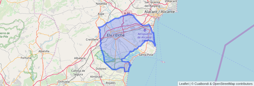 Mapa de ubicacion de Elx / Elche.