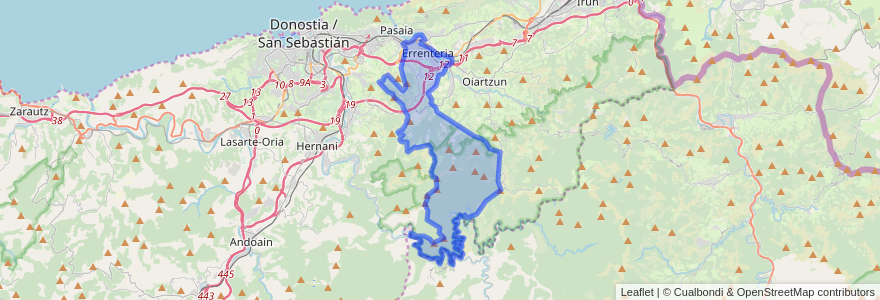 Mapa de ubicacion de Rentería.