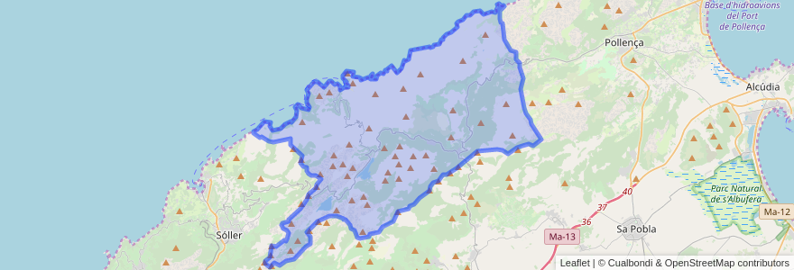 Mapa de ubicacion de Escorca.