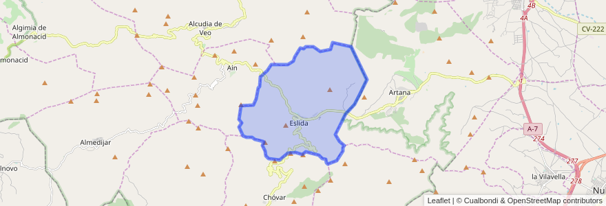 Mapa de ubicacion de Eslida.