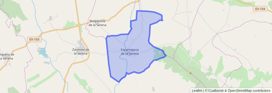 Mapa de ubicacion de Esparragosa de la Serena.