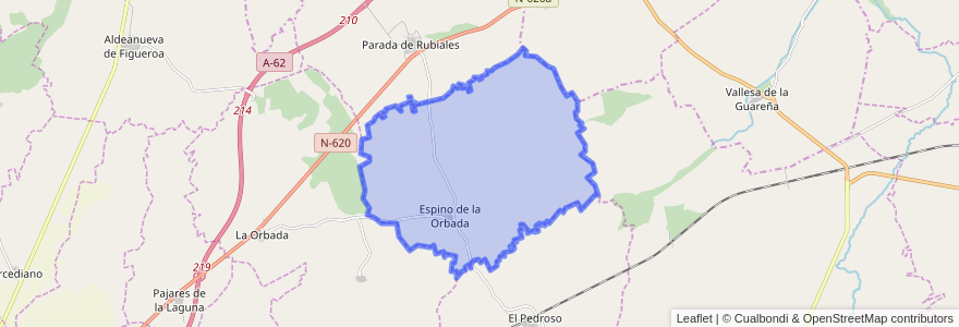 Mapa de ubicacion de Espino de la Orbada.