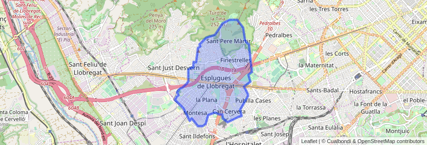 Mapa de ubicacion de Esplugues de Llobregat.