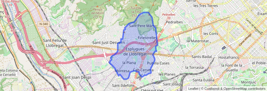 Mapa de ubicacion de Esplugues de Llobregat.