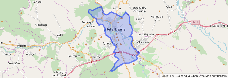 Mapa de ubicacion de Estella-Lizarra.