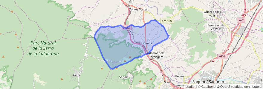 Mapa de ubicacion de Estivella.