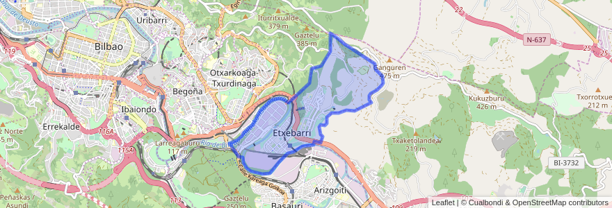 Mapa de ubicacion de Etxebarri.