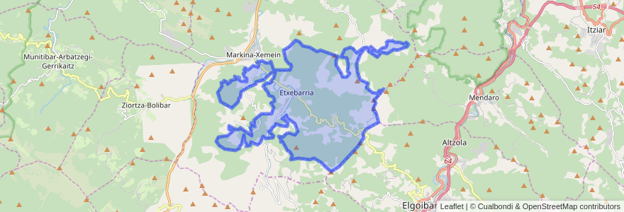 Mapa de ubicacion de Etxebarria.