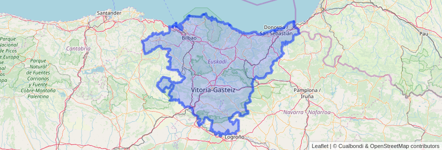 Mapa de ubicacion de Euskadi.