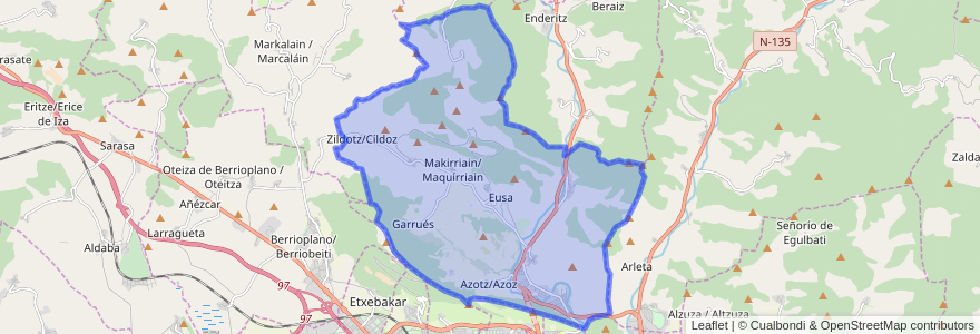 Mapa de ubicacion de Ezcabarte.