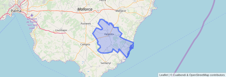 Mapa de ubicacion de Felanitx.