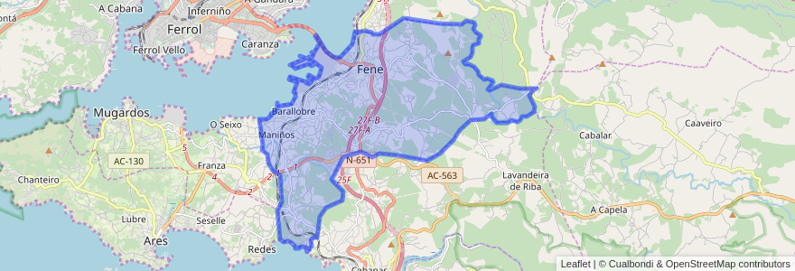 Mapa de ubicacion de Fene.