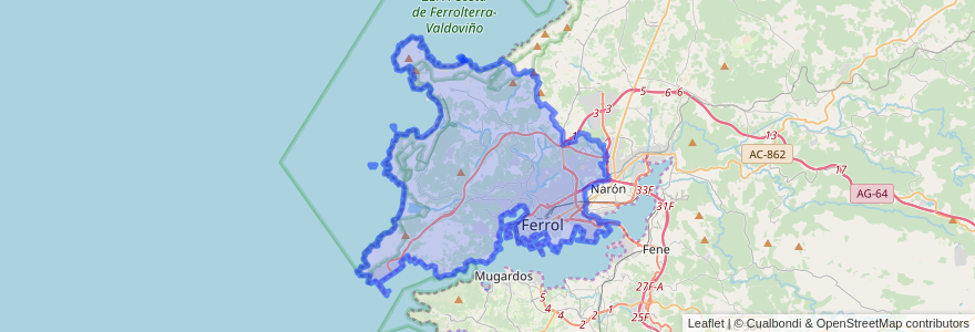 Mapa de ubicacion de Ferrol.