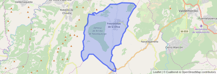 Mapa de ubicacion de Fresnedillas de la Oliva.