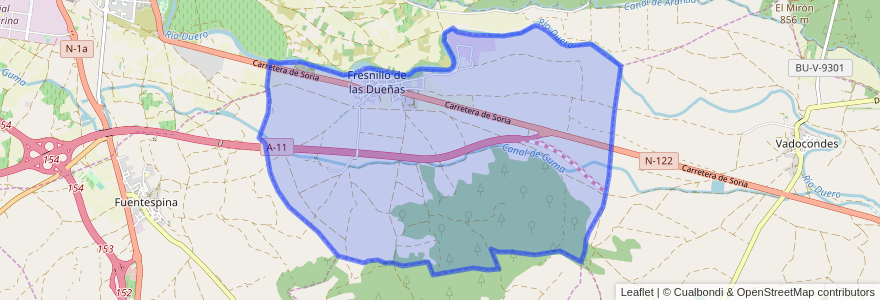 Mapa de ubicacion de Fresnillo de las Dueñas.