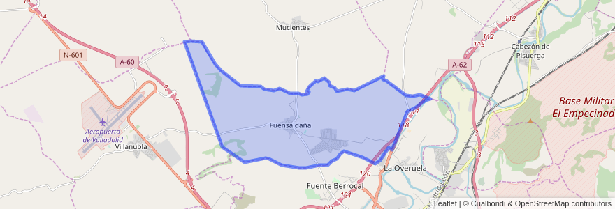 Mapa de ubicacion de Fuensaldaña.