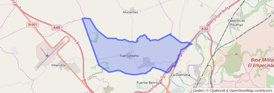 Mapa de ubicacion de Fuensaldaña.