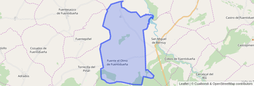 Mapa de ubicacion de Fuente el Olmo de Fuentidueña.