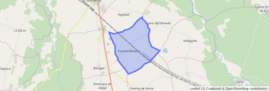 Mapa de ubicacion de Fuente-Olmedo.