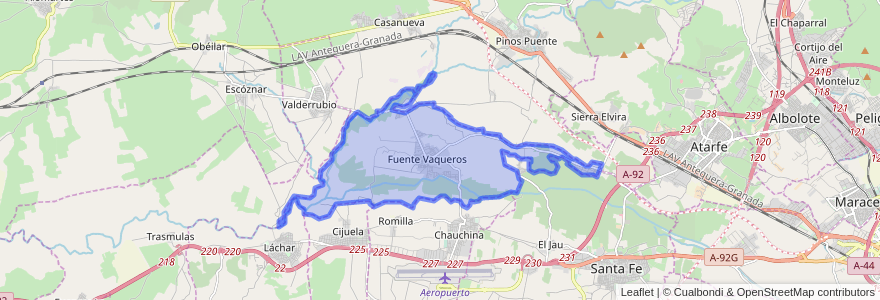 Mapa de ubicacion de Fuente Vaqueros.