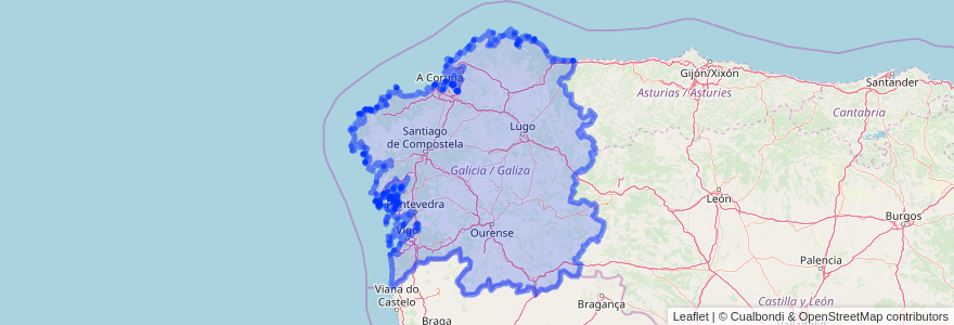 Mapa de ubicacion de Galicia.