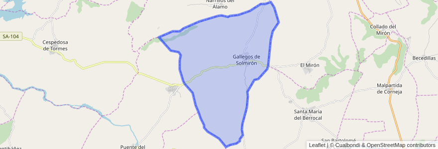 Mapa de ubicacion de Gallegos de Solmirón.