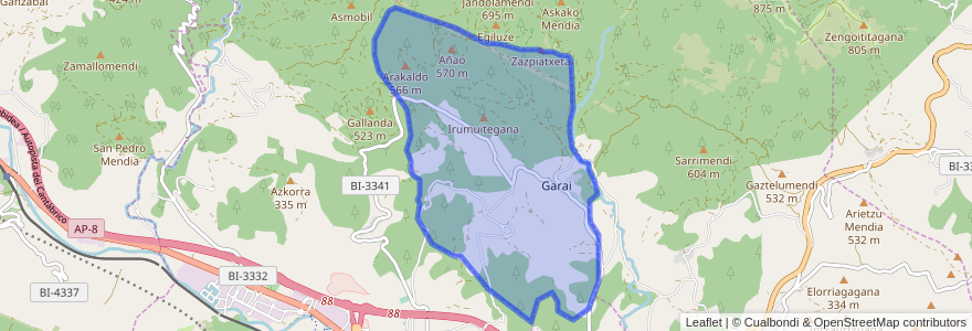 Mapa de ubicacion de Garai.