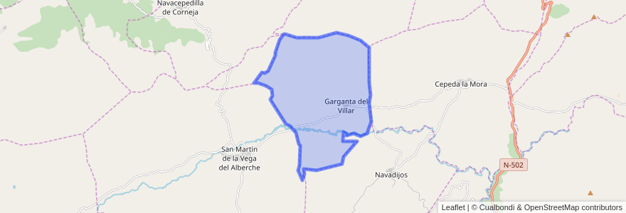 Mapa de ubicacion de Garganta del Villar.