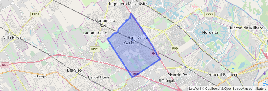 Mapa de ubicacion de Garín.