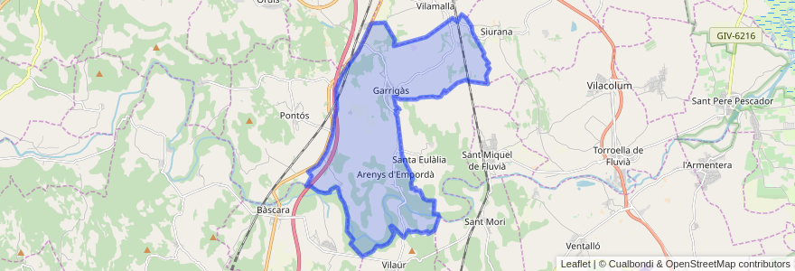 Mapa de ubicacion de Garrigàs.