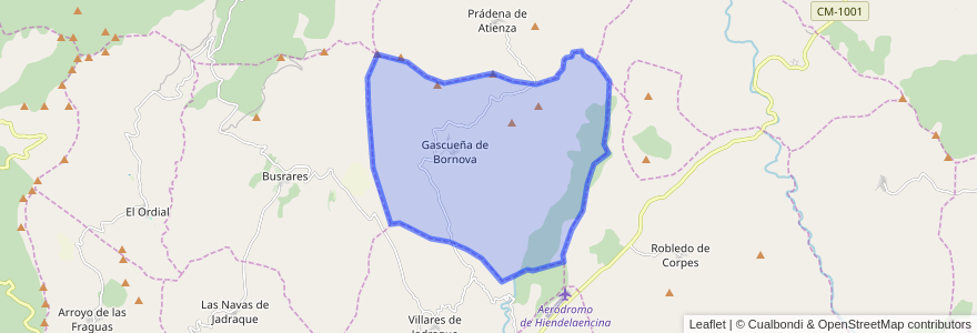 Mapa de ubicacion de Gascueña de Bornova.