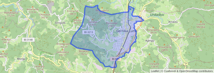 Mapa de ubicacion de Gernika-Lumo.