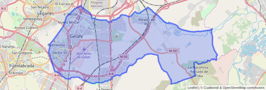 Mapa de ubicacion de Getafe.