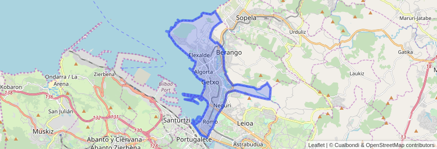 Mapa de ubicacion de Getxo.