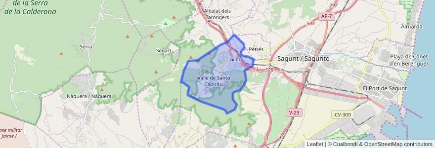 Mapa de ubicacion de Gilet.