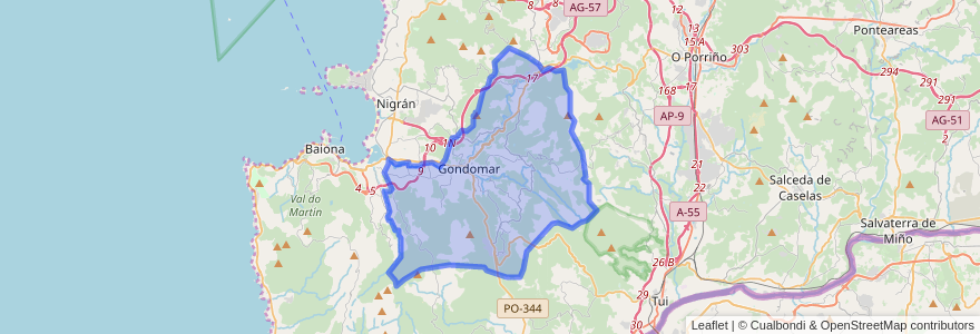 Mapa de ubicacion de Gondomar.