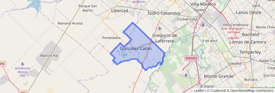 Mapa de ubicacion de González Catán.