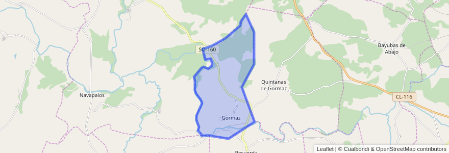 Mapa de ubicacion de Gormaz.